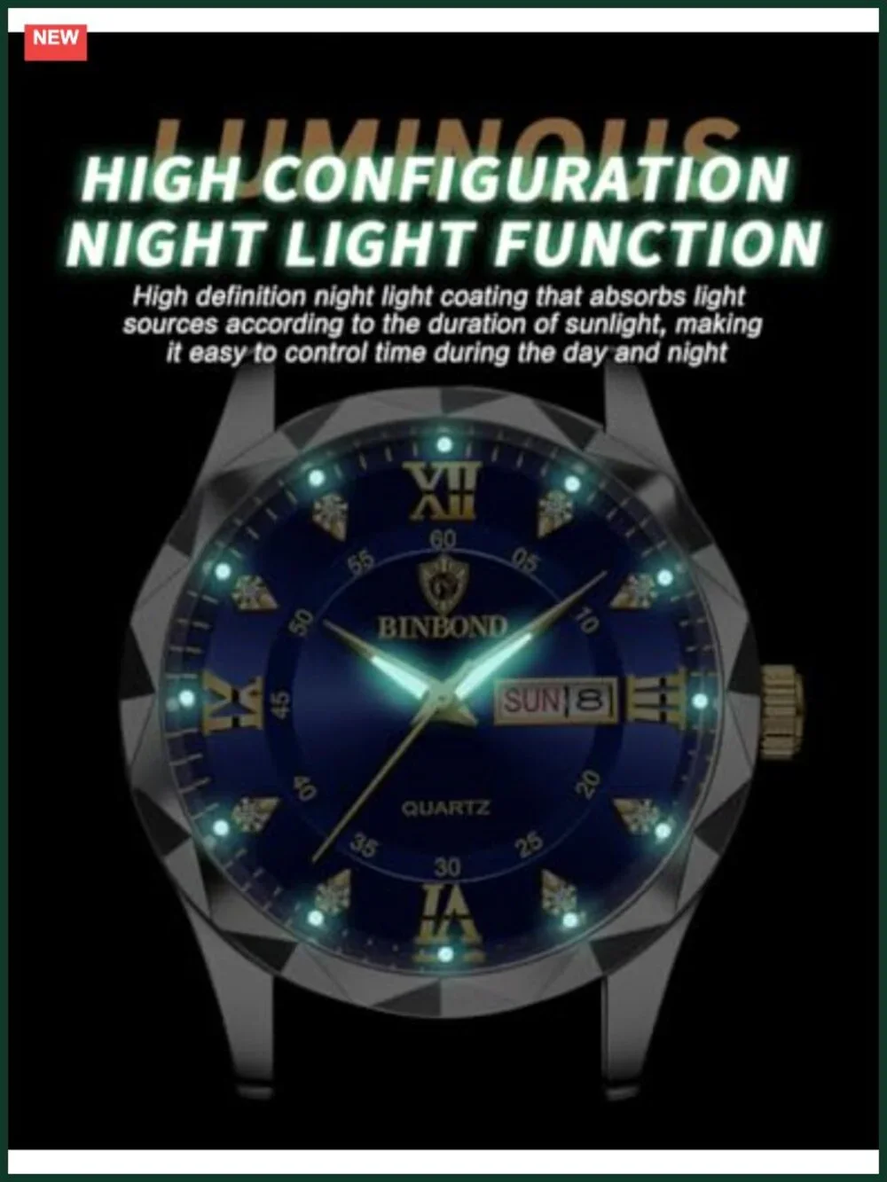 Men's Stainless Steel Roman Numeral Analog Quartz Watch with Day-Date Calendar,